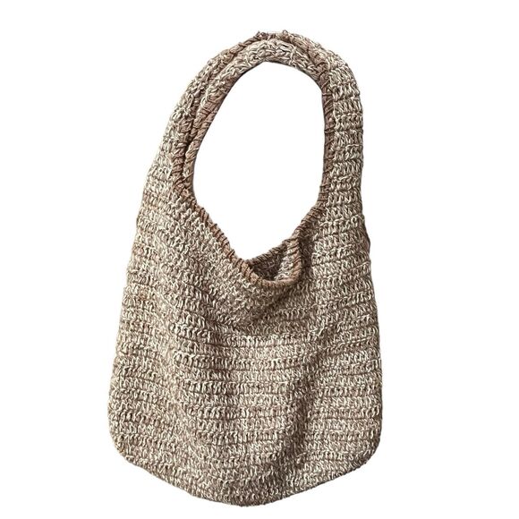 Free People Got Me in Stitches Tote Bag Brown One Size Boho Slouchy Crochet - Picture 3 of 13